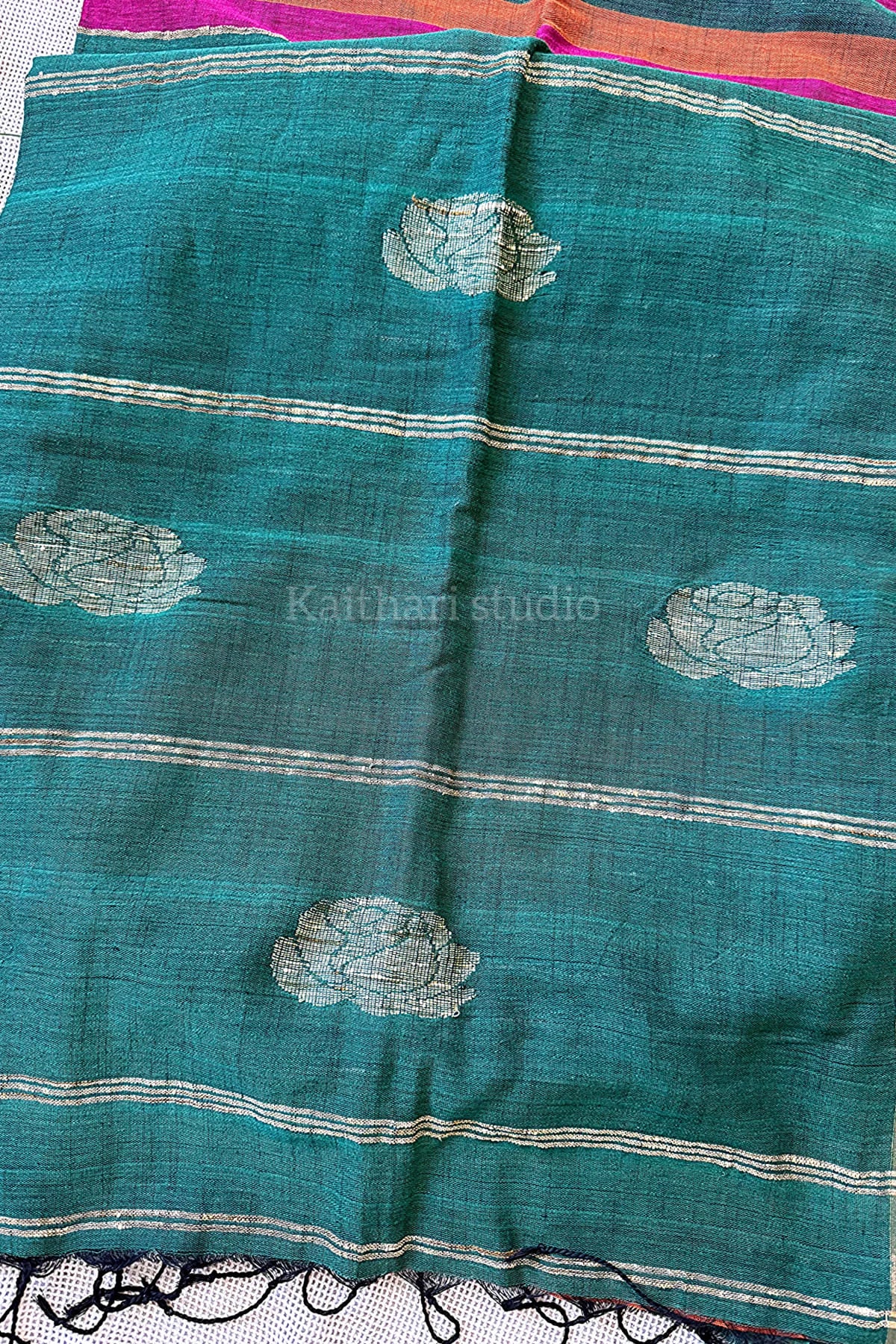 Linen Stripes- Green with Orange - KS009