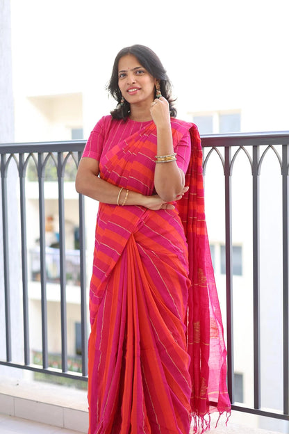 Linen Stripes - Pink with Orange - KS007