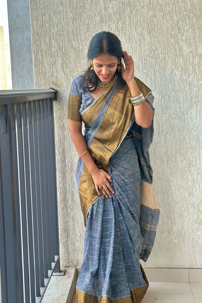 Nadhiya and Jyothika Inspited Linen Saree - KS010
