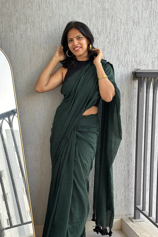 Bottle Green Plain Mul Cotton- KS051