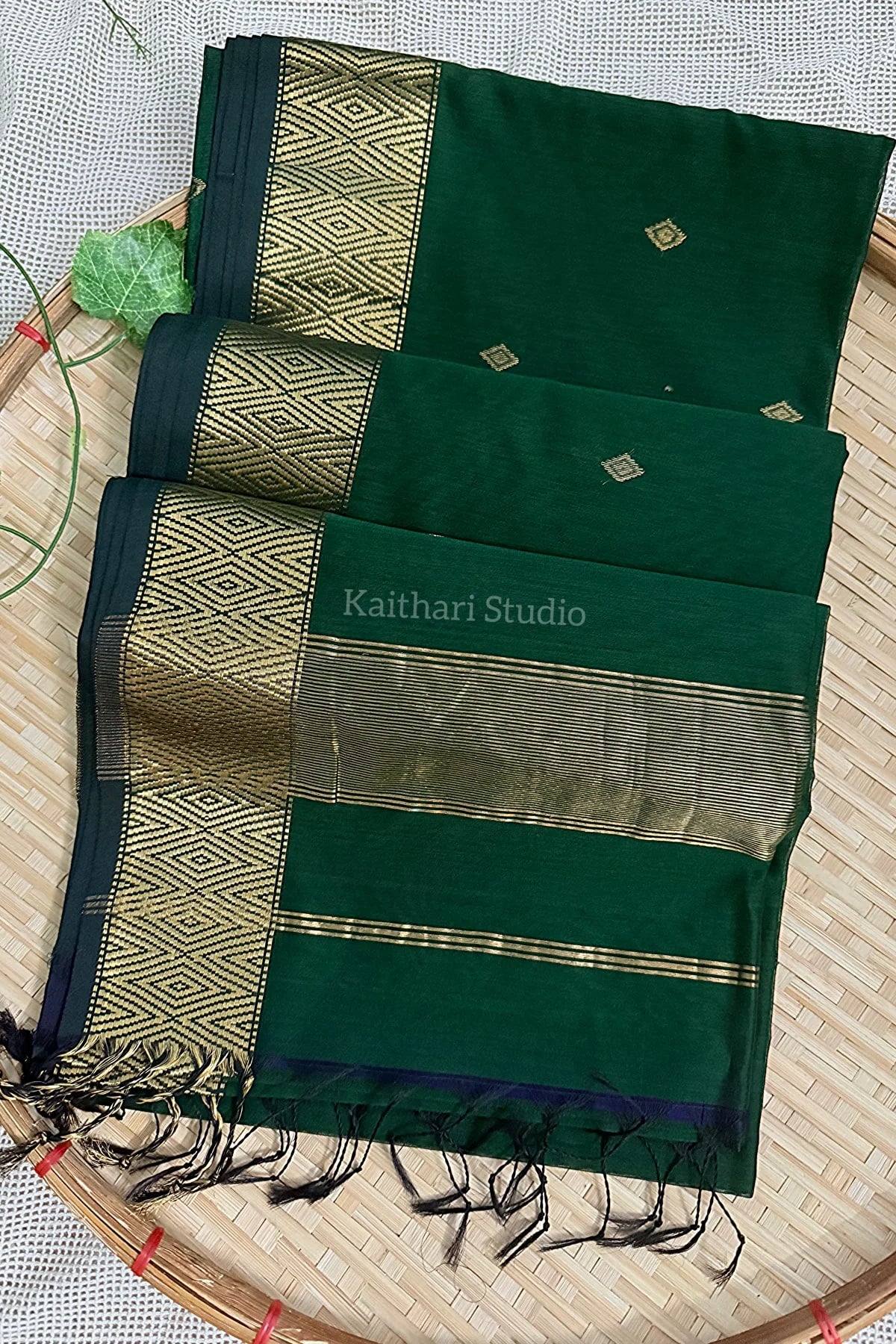 Nayanthra Inspired Dark Green Saree - KS018