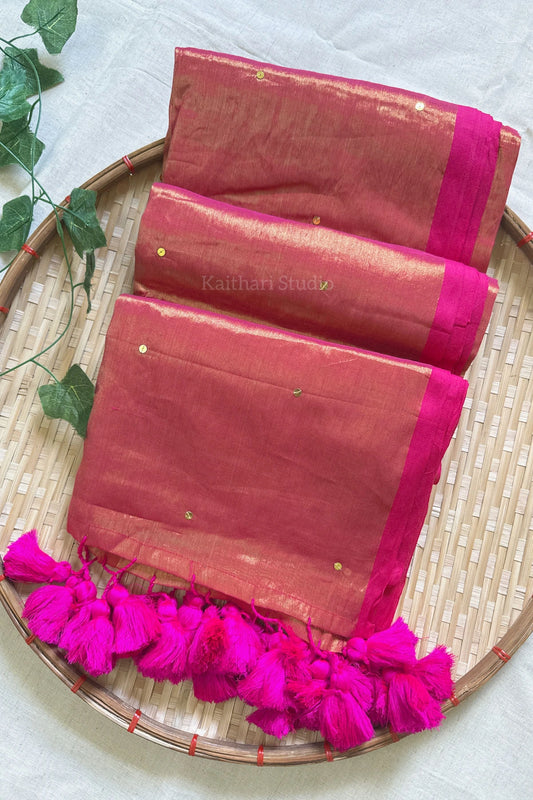 Premium Quality Tissue Saree – Pink dual tone - KS088