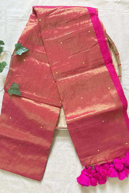 Premium Quality Tissue Saree – Pink dual tone - KS088