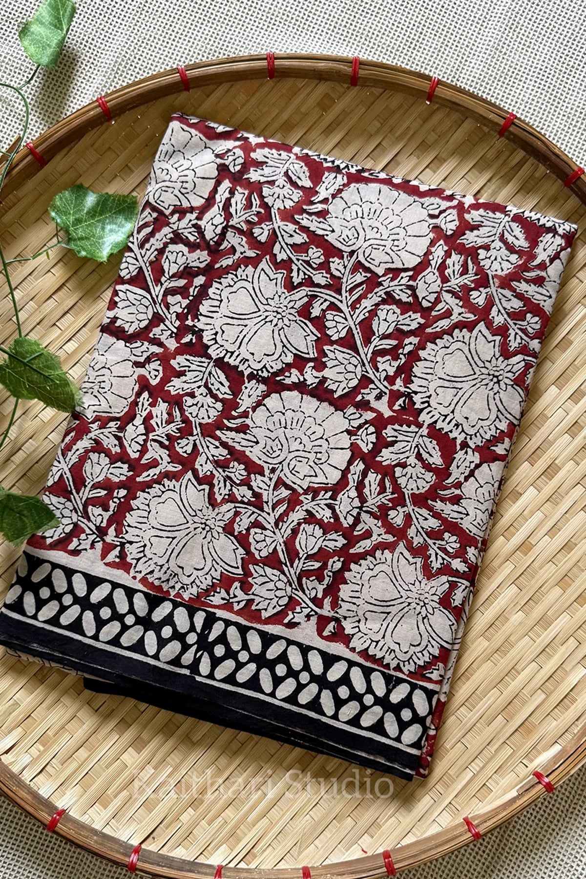 Handblock printed mul mul cotton- Maroon - KS004
