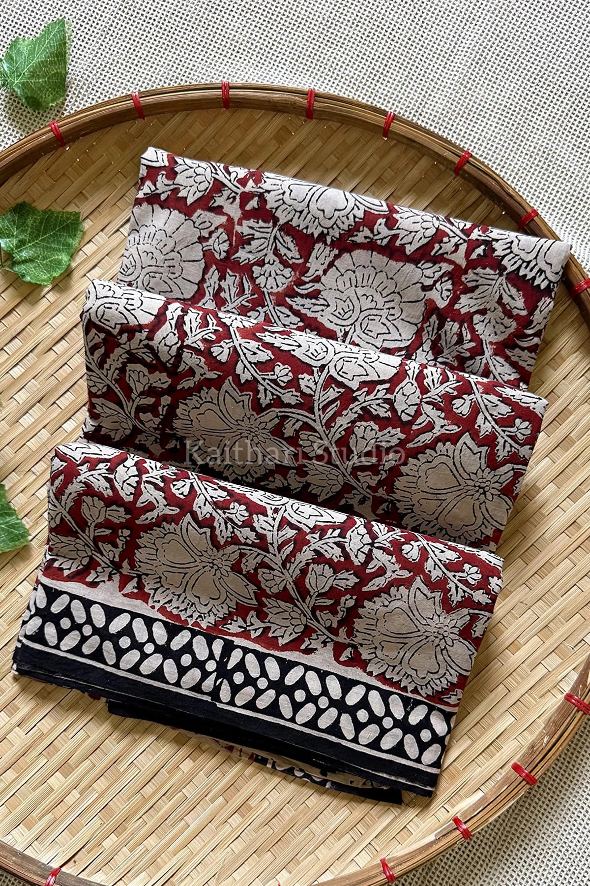 Handblock printed mul mul cotton- Maroon - KS004