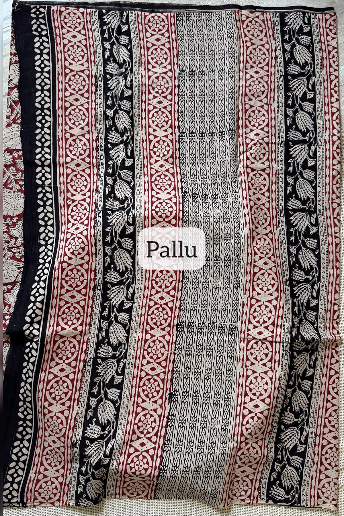 Handblock printed mul mul cotton- Maroon - KS004