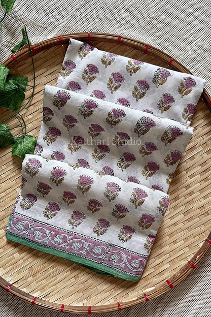 Handblock printed mul mul cotton- Multi color - KS005