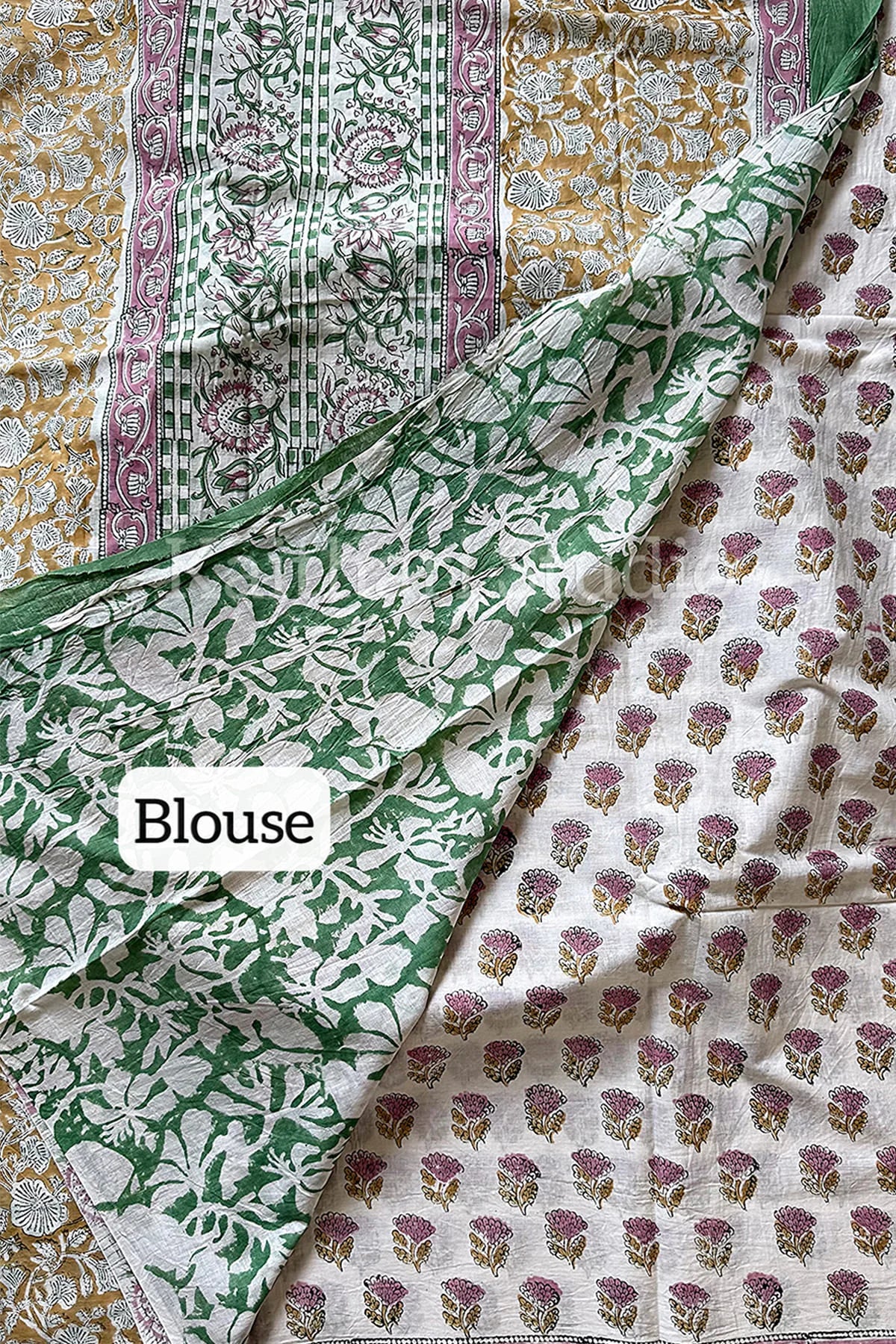 Handblock printed mul mul cotton- Multi color - KS005