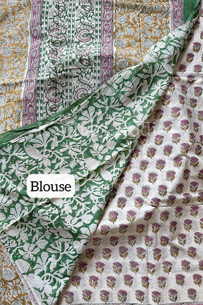 Handblock printed mul mul cotton- Multi color - KS005