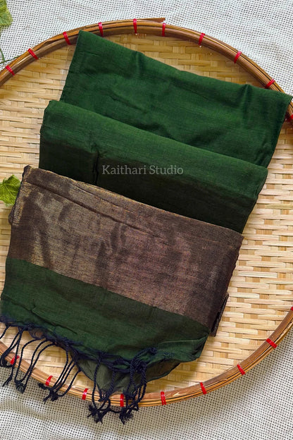 Nayanthra inspired zari pallu saree - Green - KS027
