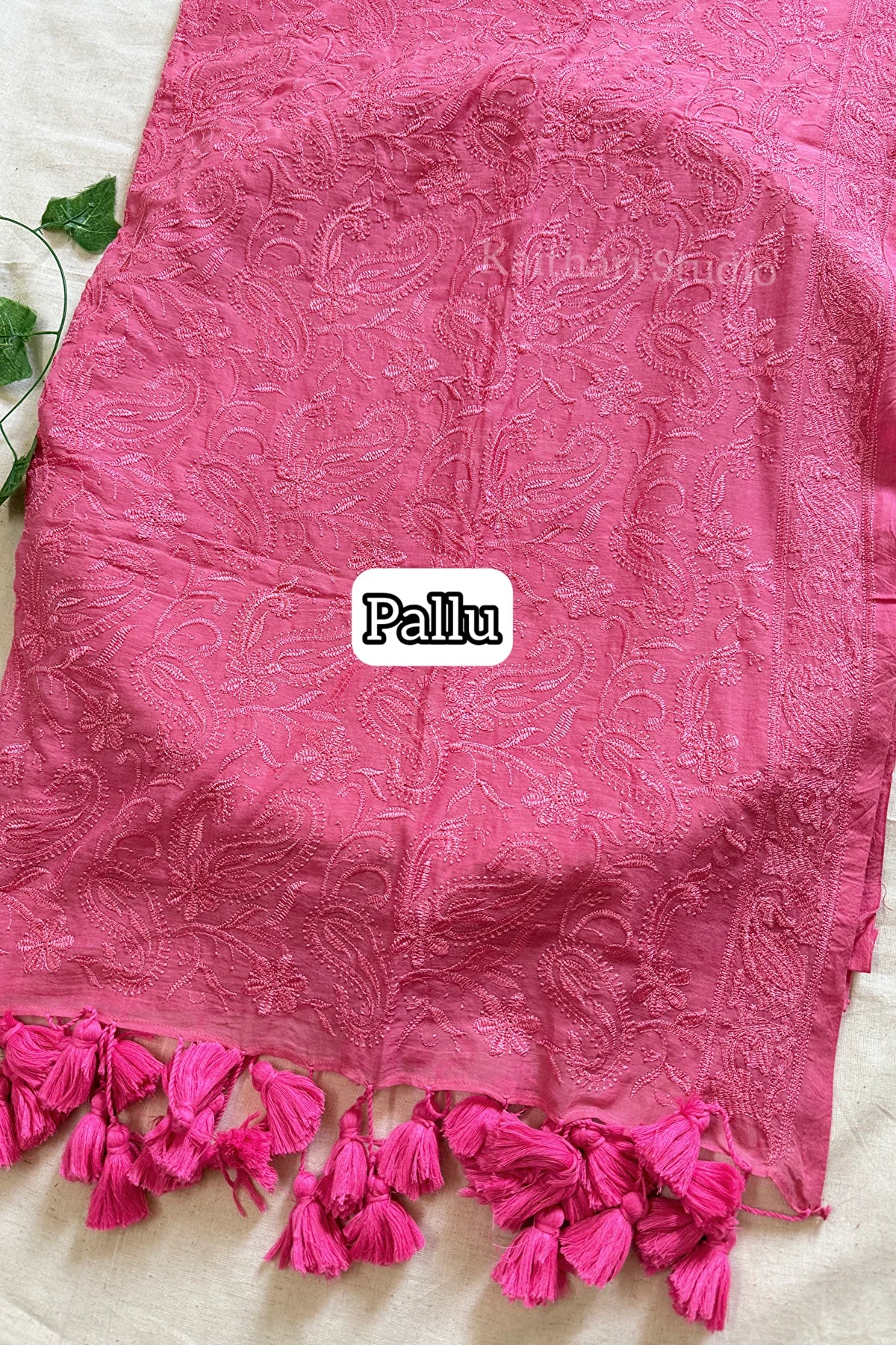 Chikankari Embroidery Mul Cotton Saree – Blush Pink KS139