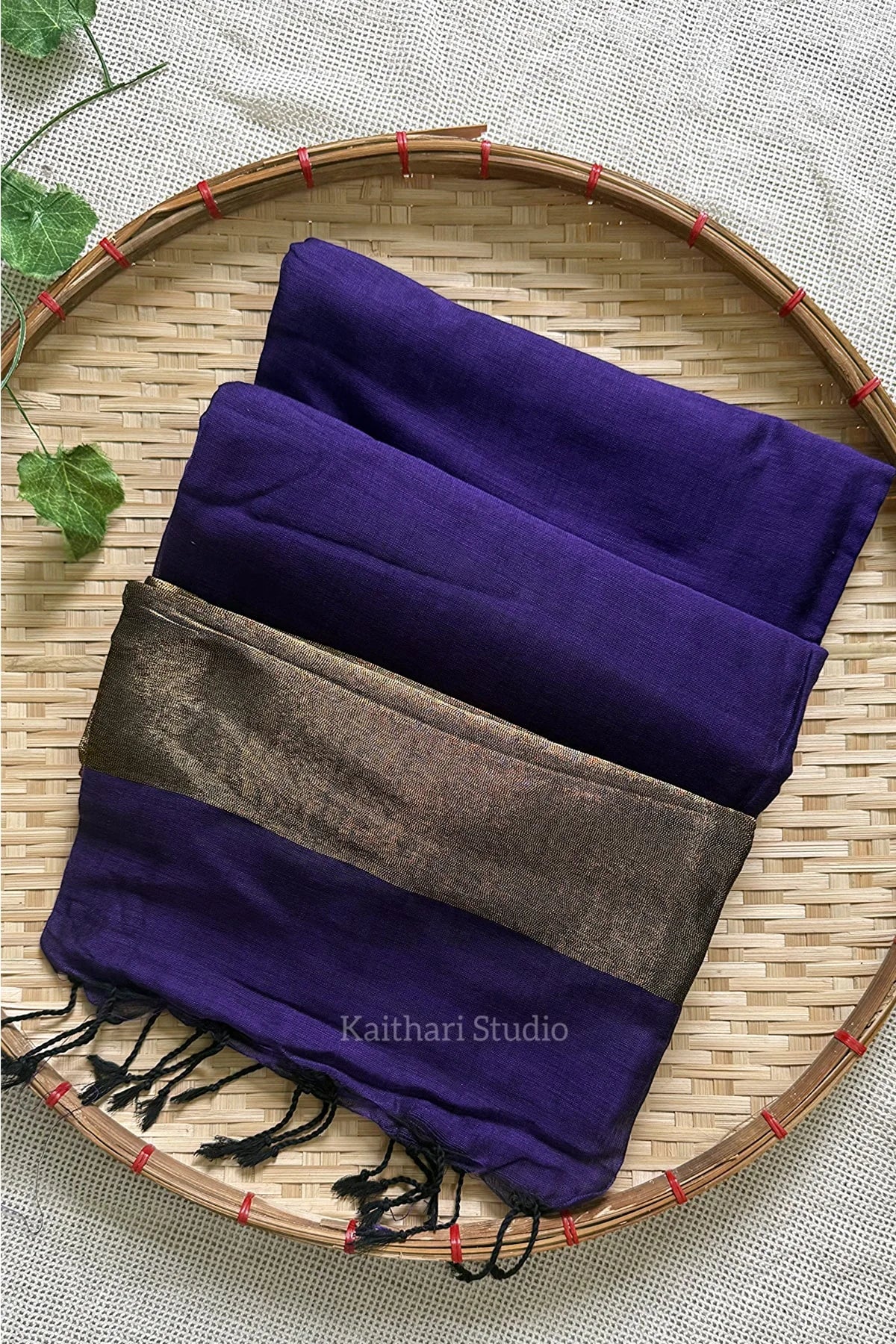 Nayanthra inspired zari pallu saree - Purple - KS029