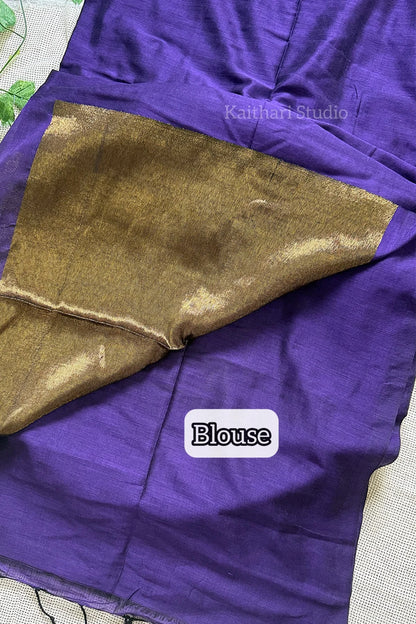 Nayanthra inspired zari pallu saree - Purple - KS029
