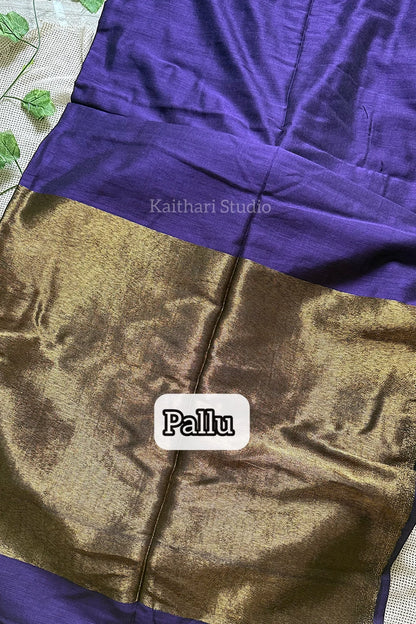 Nayanthra inspired zari pallu saree - Purple - KS029