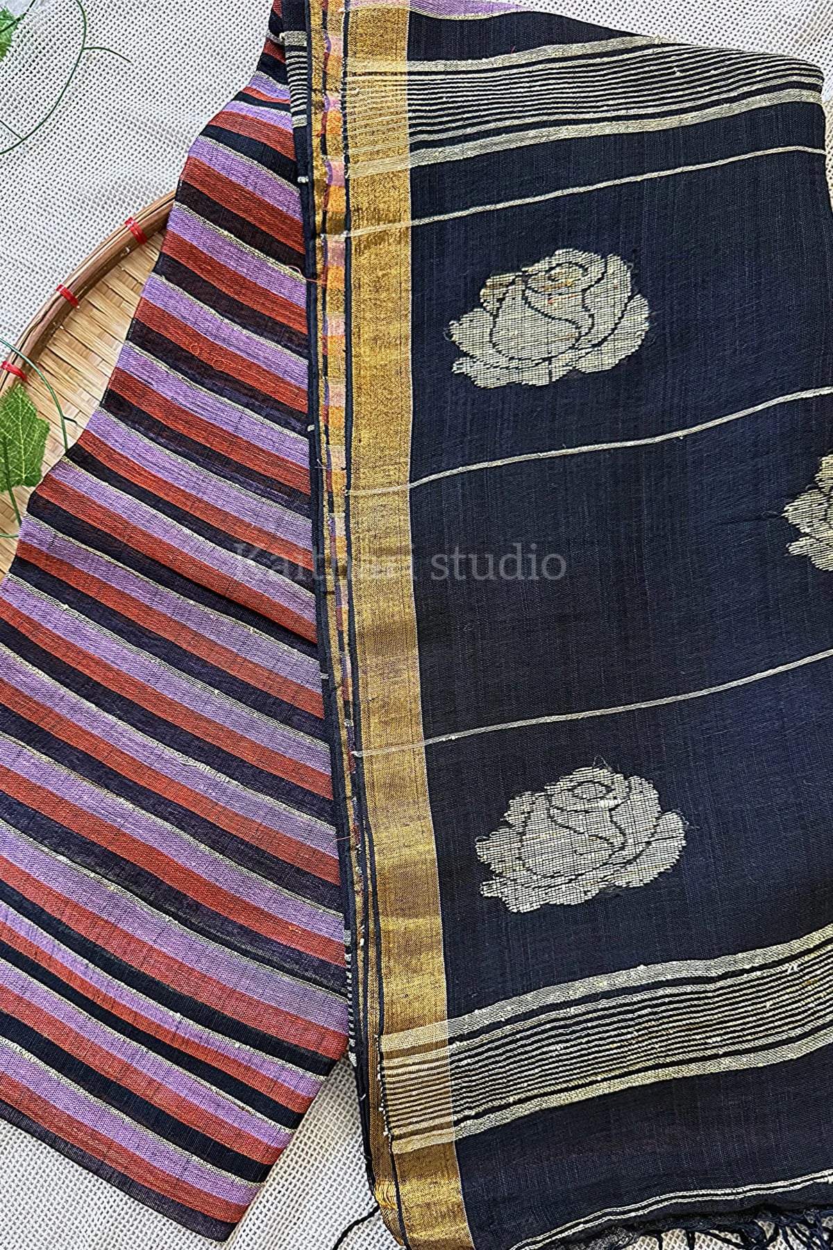 Linen Stripes - Purple with Black - KS008