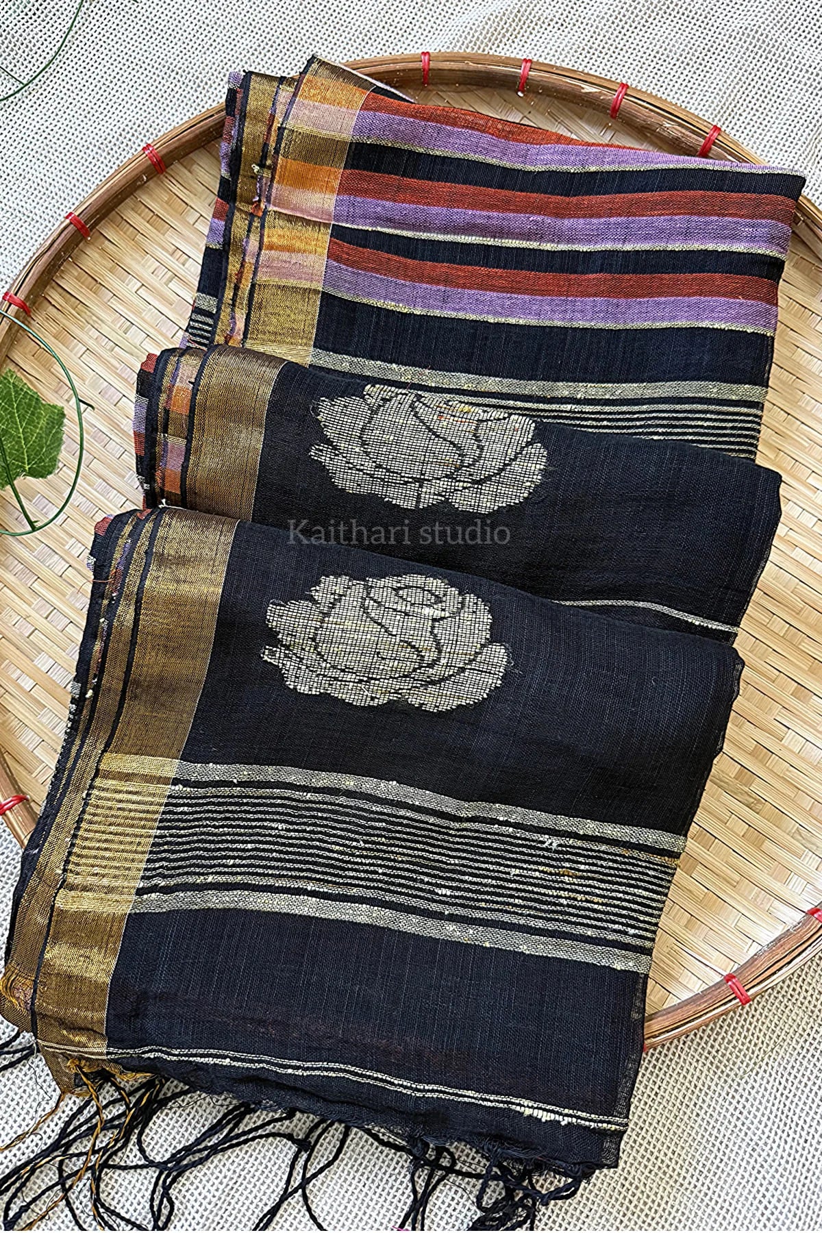 Linen Stripes - Purple with Black - KS008