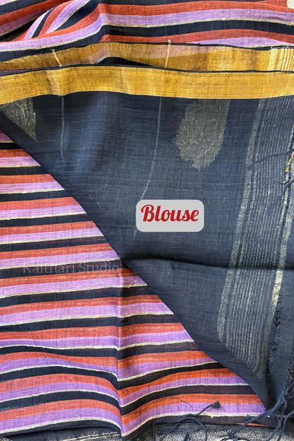 Linen Stripes - Purple with Black - KS008