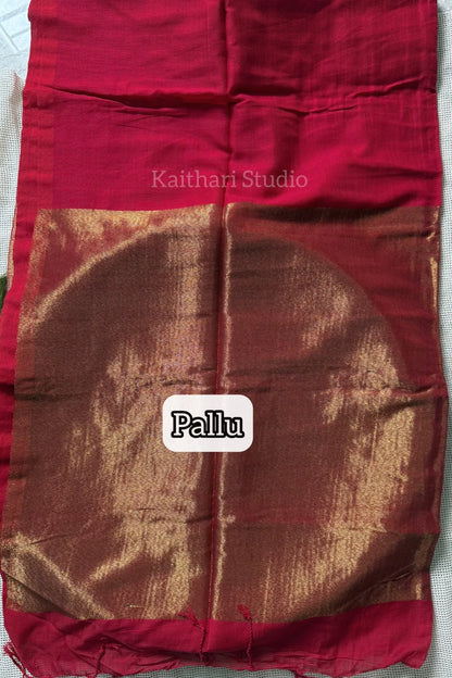 Nayanthra inspired zari pallu saree -Red - KS030